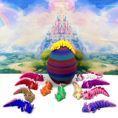12pcs Baby Axolotl with Egg, 3D Printed Articulated Colorful Fidget Baby Axolotl, Tiny Animal Figures BA001-SET-RBW2