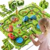 BLmukce 48-Piece Puzzle Race Car Track Set for Toddlers 1-3 | City-Themed Tracks, 2 Cars & Road Signs | Puzzle Car Tracks Toddler Toy Gifts for 2 3 4 5 6 Year Old Boys & Girls view 1