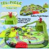 CORPER TOYS 186 Pcs Dinosaur Race Track Set Toys for Kids with Flexible Train Tracks, Dinosaur Figures, Dino Race Cars, Play Map and Storage Box for Boys and Girls view 2