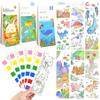 Vileafy Pocket Watercolor Painting Books -Ocean, Animals, Dinosaur Themes 3-Pack Mess-free Paint with Water DIY Bookmark and 6 Brushes, Water Coloring Books for Kids 4-8 Travel and Classroom Prizes view 1