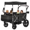 Real Relax Stroller Wagon for 4 Kids, Foldable 4 Seater Wagon Stroller, Kids Wagons with 5-Point Safety Harness, UV-Protection Canopy, All-Terrain PU Wheels, Adjustable Handlebar view 1