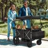 Real Relax Stroller Wagon for 4 Kids, Foldable 4 Seater Wagon Stroller, Kids Wagons with 5-Point Safety Harness, UV-Protection Canopy, All-Terrain PU Wheels, Adjustable Handlebar view 2