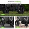 Real Relax Stroller Wagon for 4 Kids, Foldable 4 Seater Wagon Stroller, Kids Wagons with 5-Point Safety Harness, UV-Protection Canopy, All-Terrain PU Wheels, Adjustable Handlebar view 4