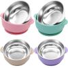JVEOO 4 Pack Stainless Steel Baby Bowls with Suction, 2-in-1 SUS304 Toddlers Bowl & Removable Silicone Suction Kids Bowl Anti Scald Non Toxic Snack Container for Baby Food Feeding view 1