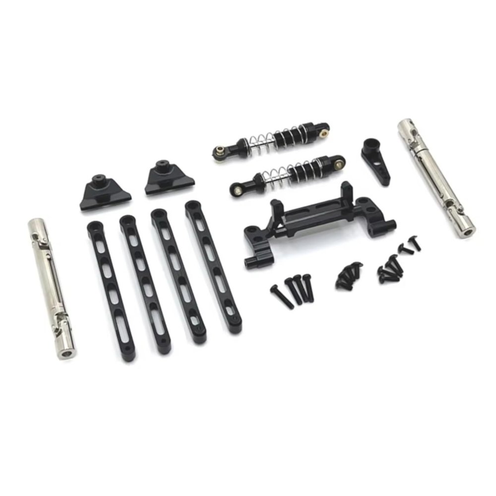 SERBNOPG for MN82 LC79 for MN78 1/12 Metal for Chassis Link Rod Pull Rod Mount Shock Absorber Drive Shaft Set RC Car Upgrade Parts Replacement RC Car Upgrade Part(Black)