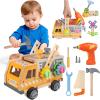 Kids Tool Set Toy with Drill Hammer, 38PCS Wooden Truck Boy Tool Set Construction Sensory Kit STEM Learning Toys, Montessori Pretend Play Boy Girls Kids Birthday Gift for Toddlers 1 2 3 4 5 6 view 1