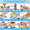 Kids Tool Set Toy with Drill Hammer, 38PCS Wooden Truck Boy Tool Set Construction Sensory Kit STEM Learning Toys, Montessori Pretend Play Boy Girls Kids Birthday Gift for Toddlers 1 2 3 4 5 6 view 4
