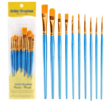 10 Pieces of Brush Set Suitable for Children's Oil and Watercolor Acrylic Brushes(Gray)