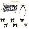 19Pcs Black Bow Cake Topper Bow Cupcake Toppers Bow Cake Toppers Bow Cake Decor Ribbion Bows for Cake Decorating Bow Cake Decorations Acrylic Happy Birthday Cake Topper Bow Party Decor view 2