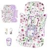 3-in-1 Infant Car Seat Insert, Soft Head and Body Support,Ultra & Strap Covers Set, Reversible Newborn Car Seat Cushion Pad for Baby Boy & Girl fits Stroller, Swing, Bouncer (Purple Flowers) view 1