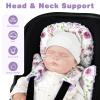 3-in-1 Infant Car Seat Insert, Soft Head and Body Support,Ultra & Strap Covers Set, Reversible Newborn Car Seat Cushion Pad for Baby Boy & Girl fits Stroller, Swing, Bouncer (Purple Flowers) view 2