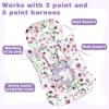 3-in-1 Infant Car Seat Insert, Soft Head and Body Support,Ultra & Strap Covers Set, Reversible Newborn Car Seat Cushion Pad for Baby Boy & Girl fits Stroller, Swing, Bouncer (Purple Flowers) view 3