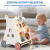 Detachable Baby Walker for Toddlers 1 Year Old Wooden Montessori Busy Board Adjustable Speed Push & Pull Walker Learning to Walk Activity Center Toy for Boys Girls 10 Months+ Baby Toys Birthday Gifts view 4