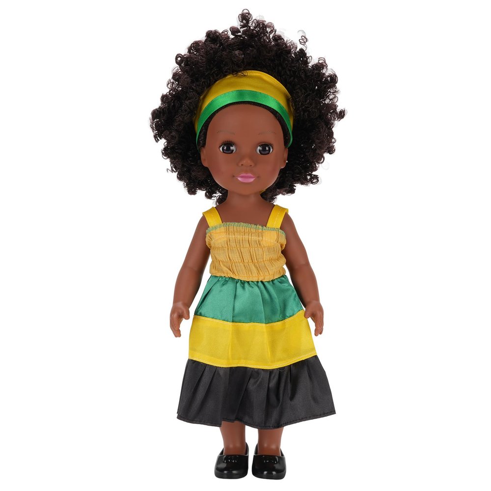 Alomejor Black Baby Doll,14 inch Black Doll Lifelike African Baby Doll with Detailed Facial Features for Kids Aged 2 3 4 5 6