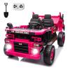 12V Kids Ride on Dump Truck 2-Seater, Electric Ride on Toy Car Construction Vehicle Truck for Girls, Remote Control, Key Start, Shovel, Dump Bed, Music, Birthday Gift (Pink, 12V) view 1