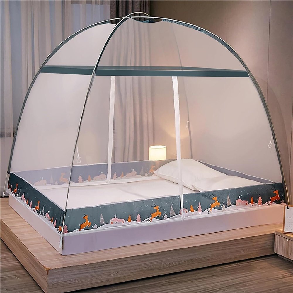 HKGZKVGK Mosquito Net, Double Door Collapsible Pop-up Mosquito Net, Suitable for Travelling and Camping(C,1.8 * 2.0m)