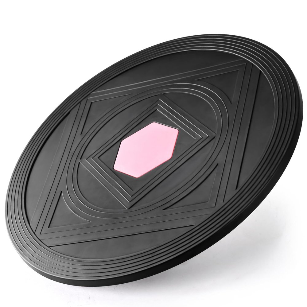 15-inch balance board, sports balance stability training device, portable balance board with rubber support feet, suitable for core training, physical therapy, and fitness. (Pink - without supporting feet)