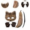 Animal Mask and Tail Set with Gloves for Halloween Cosplay Carnival Party Brown view 4