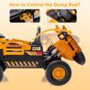 2-Seater Electric Ride on Truck Toy Car Construction Vehicle for Boys, 12V Kids Ride on Dump Truck, Remote Control, Key Start, Shovel, Dump Bed, Music, Birthday Gift (Yellow, 12V) view 4