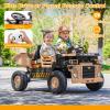 12V Kids Ride on Truck 2-Seater, Electric Ride on Toy Car Construction Vehicle Truck for Boys, Remote Control, Key Start, Shovel, Dump Bed, Music, Birthday Gift (Khaki, 12V) view 2