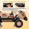 12V Kids Ride on Truck 2-Seater, Electric Ride on Toy Car Construction Vehicle Truck for Boys, Remote Control, Key Start, Shovel, Dump Bed, Music, Birthday Gift (Khaki, 12V) view 4