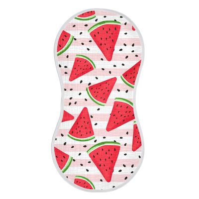 xigua Slices of Watermelon Muslin Baby Burp Cloths Set of 4, Super Soft & Absorbent Burping Rags, Cotton Burp Clothes Shower Gift for Newborn, Baby Girls and Boys