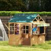 lafengyan Country-Style Foldable Kids Playhouse for Ages 3-8 | Fir Wood Construction with Waterproof Cover, 5 Windows & Built-in Blackboards | Easy Assembly Outdoor Playhouse view 1