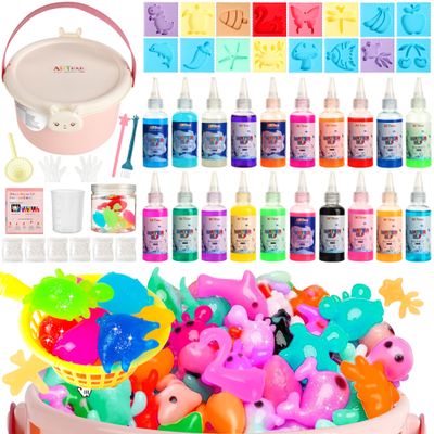 ARTPAR Water Elf Magic Gel Kit - 20 Colorful Gels + 16 Fantasy Molds - Non-Toxic Sensory Toys for Kids - Creative Arts & Crafts Project - Birthday Gifts for 5 6 7 8 9 10 Year Old Girls Boys
