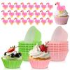 200Pcs Witch Cupcake Liners and 24 PCS Flamingo Cupcake Toppers view 1