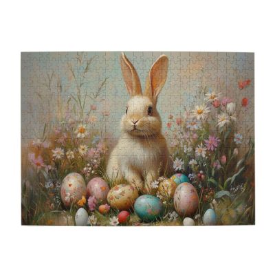 BEAROWL 500 Pieces Wooden Puzzle for Adults, Flowers, Rabbits, Easter Eggs, Release Stress, Enjoy The Process, Creative Activity Hobby, Hands-On Assembly for Your Home Decoration Wall Art