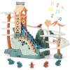Dinosaur Climbing Stairs Toy Orbit Chasing Race Track Game Set Roller Coaster Toy Double Loop Track Slide Toys with Music Light Educational Playsets Gift for Toddler Kids Boys Girls Age 3+ view 1