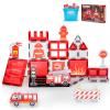 Magnetic Tiles, Firetruck Toys 3-5 Years Old, Fire Trucks for Toddlers 3-5, Magnetic Building Blocks for Kids, STEM Educational Construction Toys for Toddlers, Xmas Birthday Gifts for Boys and Girls view 1