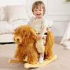Baby Rocking Horse,Highlander Cattle Wooden Rocking Horse for Toddlers 1 Year Old Cute Cow Stuffed Plush Ride-on Toy Rocking Animal for Baby Boys and Girls Nursery/Child Christmas or Birthday Gift view 2