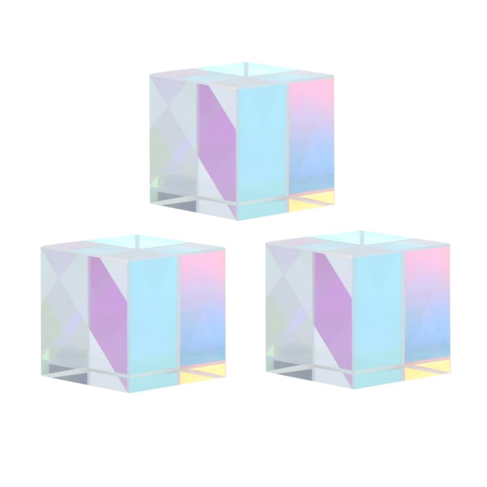 LIFKOME 3pcs Cube Kaleidoscope Optic Prism Glass RGB Dispersion Cube for Physics Education