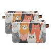 Emelivor Cartoon Cat Beige Storage Bin Collapsible with Handle Rectangle Waterproof Fall Basket for Storage Cube Closet Organizer for Nursery Shelf Book Office Bathroom view 1