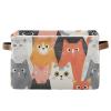 Emelivor Cartoon Cat Beige Storage Bin Collapsible with Handle Rectangle Waterproof Fall Basket for Storage Cube Closet Organizer for Nursery Shelf Book Office Bathroom view 2
