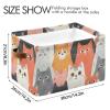 Emelivor Cartoon Cat Beige Storage Bin Collapsible with Handle Rectangle Waterproof Fall Basket for Storage Cube Closet Organizer for Nursery Shelf Book Office Bathroom view 4