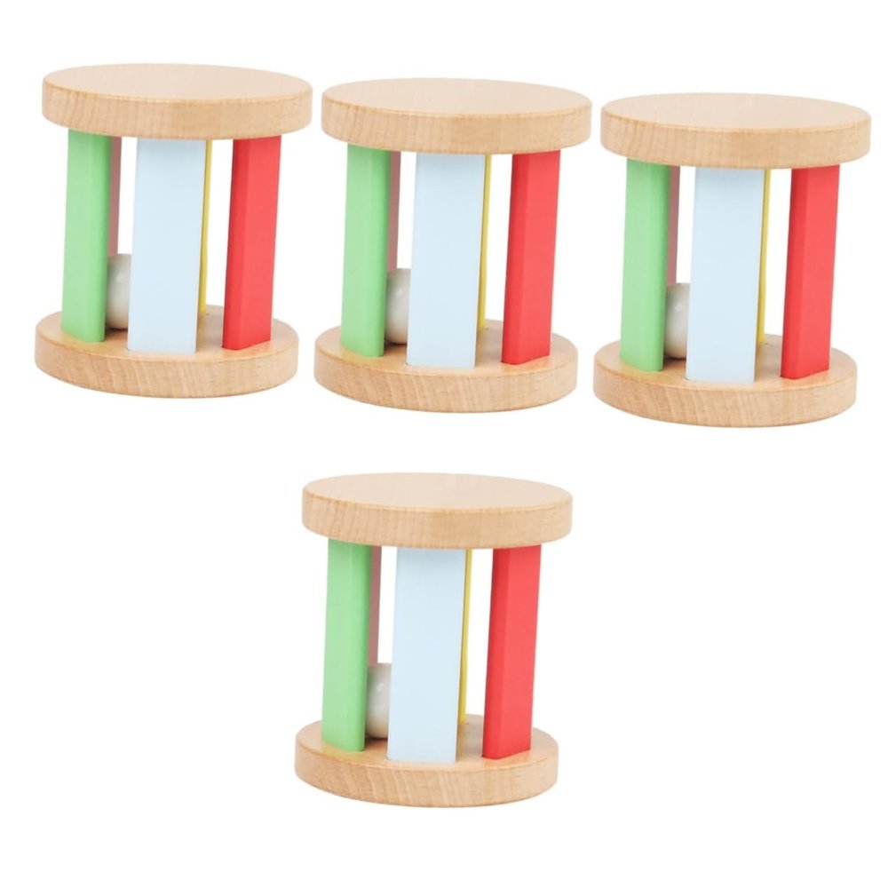 Toddmomy 3pcs Wooden Rattle Roller for Toddlers Educational Musical Instrument for Boy Girl for Play Promotes Hearing Development Parent-boy Girl Interaction