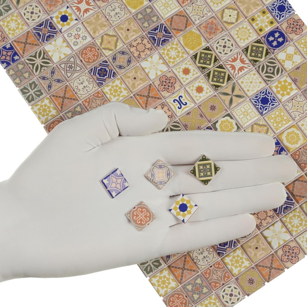 150 pcs, Dollhouse Flooring, 1:12 Scale Doll House Tiles, Miniature Checkerboard Floor, REDUCIO! (Yellow and Blue)