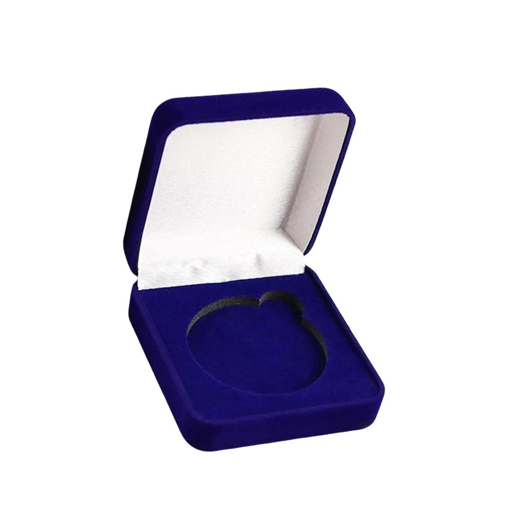 DYNWAVE Challenge Coin Box Scratch Resistance Fit 60mm Sizes Show Protection Velvet Coins Presentation Display Case for Jewelry Gifts, Blue