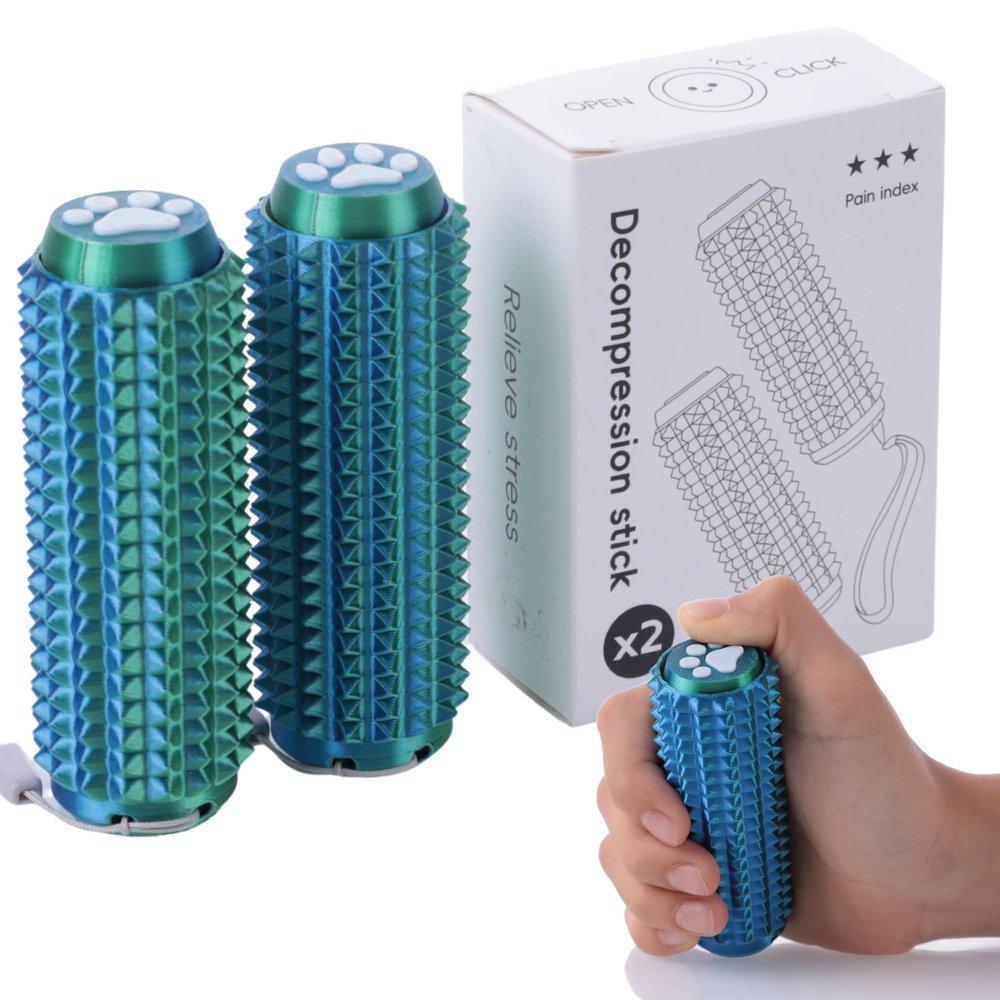 2PCS Little Ouchies Fidget with Cat Dog Paw Button, Sensory Pain Stim Fidget Toys for Adults & Teens, Anxiety and Stress Relief Items, Spiky Grippy Stim Tool, Portable ADHD Autism Fidget Clicker