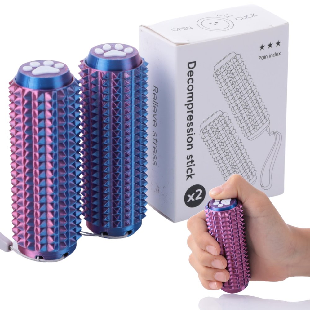 2PCS Little Ouchies Fidget with Cat Dog Paw Button, Sensory Pain Stim Fidget Toys for Adults & Teens, Anxiety and Stress Relief Items, Spiky Grippy Stim Tool, Portable ADHD Autism Fidget Clicker