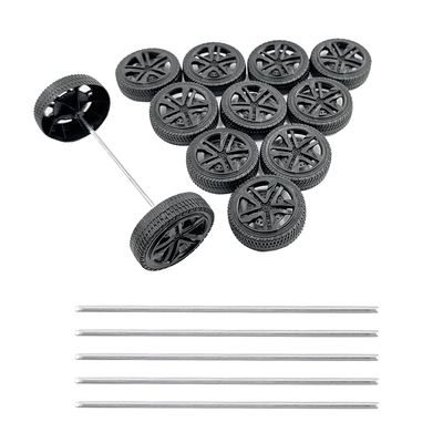12PCS Model Toy Car Wheel Plastic Car Wheel with 2mm Dia Shaft Axles for RC Car Truck Robot DIY Model Toy Building Parts (Style 1)