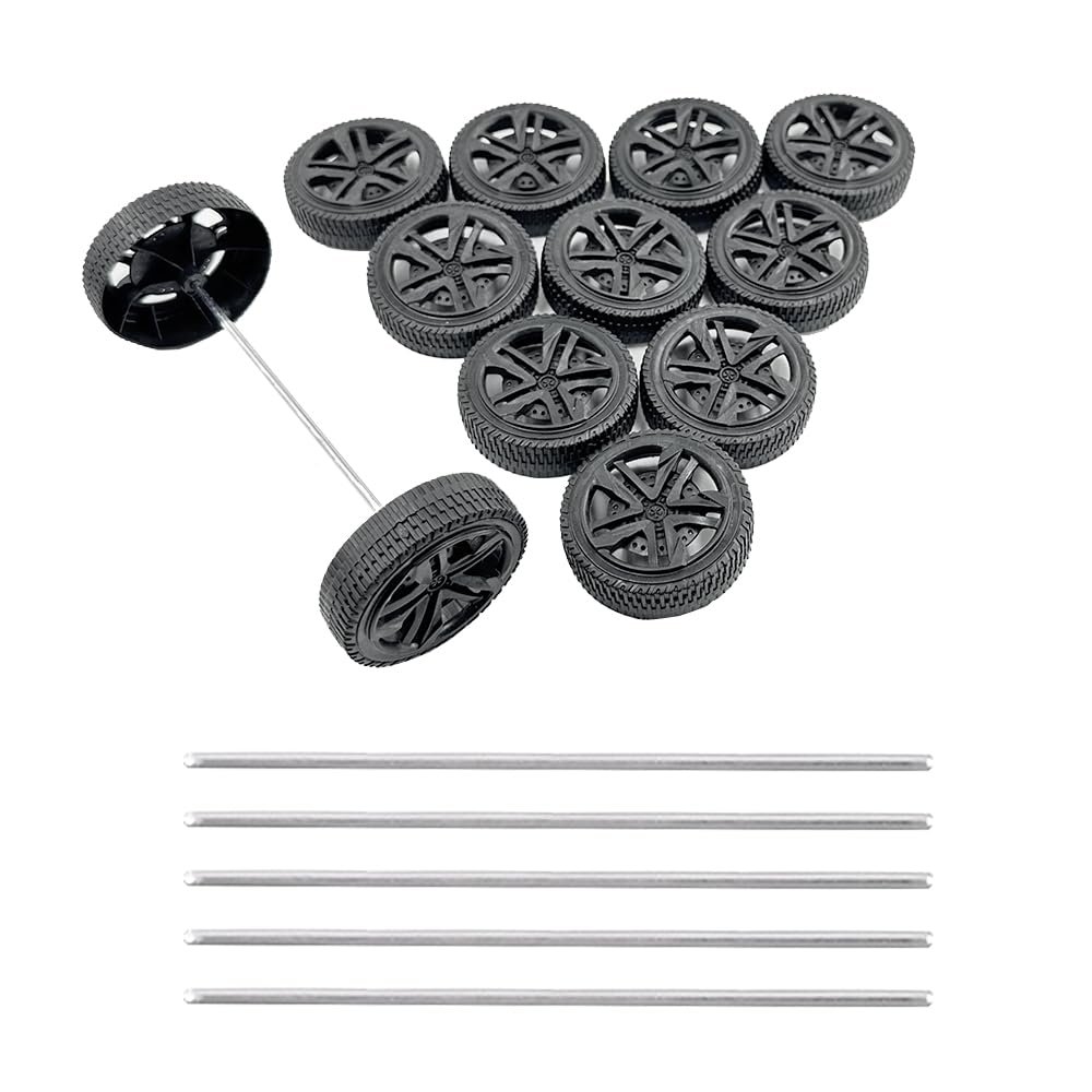 12PCS Model Toy Car Wheel Plastic Car Wheel with 2mm Dia Shaft Axles for RC Car Truck Robot DIY Model Toy Building Parts (Style 1)
