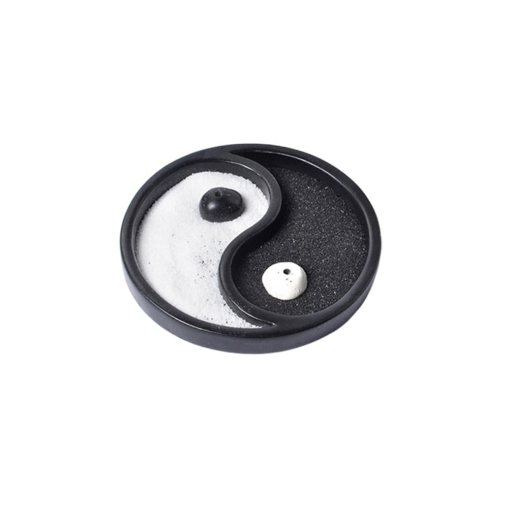 OUNONA Yin and Yang Trigram Sand Table Resin Crafts Home Ornament Black Unique Housewarming Meditation Decor for Offices and Restaurants