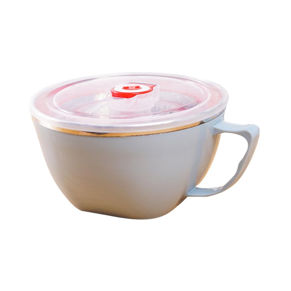 OUNONA Stainless Steel Instant Ramen Bowl Insulated Serving Bowl Lid Microwave-safe for Boys and Girls