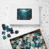 Deep Jade Banana Tree Leaves Rustling in Virtual Wind - Premium 520 Piece Jigsaw Puzzle Made in USA view 4