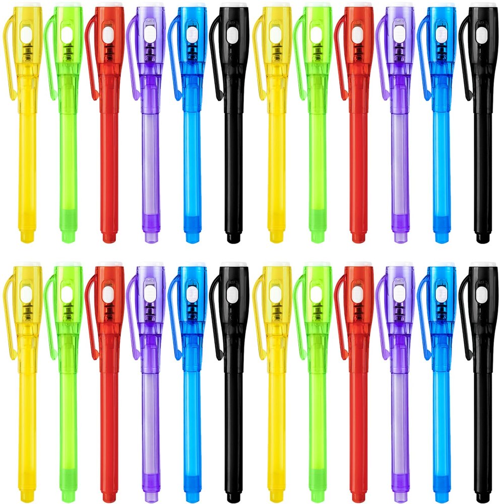 UTOBSOV 24 PCS Invisible Ink Pen with UV Light Magic Marker Spy Pen Party Favors for Kids Goodie Bags Stuffers for Kids Birthday Gifts Classroom Prizes