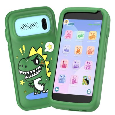 Kids Toy Smartphone, Toddler Play Phone for Boys, Fake Play Dinosaur Toy Phone for Boys Girls Age 3-12, Christmas Birthday Gifts with 3.97" Touchscreen 200+ Puzzle Game, Music Player(Green)