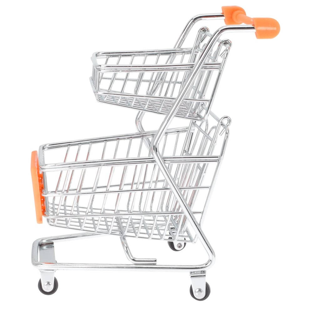 Yardwe Miniature Shopping Cart Toy Boys and Girls Role Play Mini Supermarket Cart Desktop Ornament